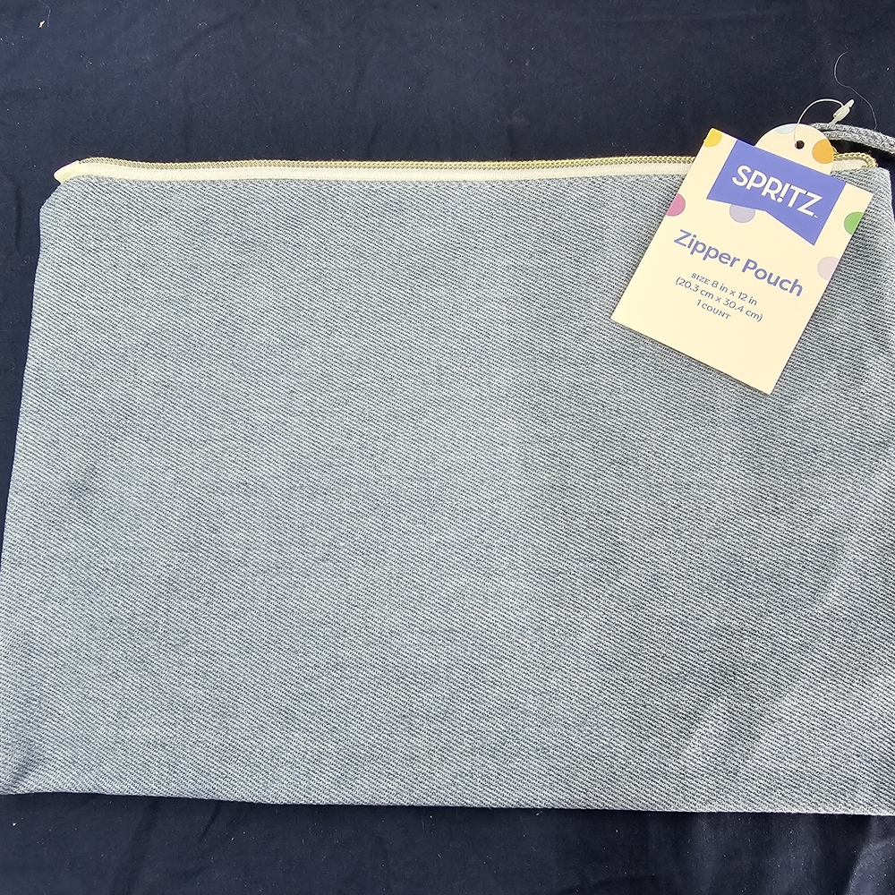 Spritz Pale Blue Denim-Look Zipper Pouch